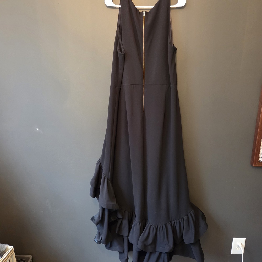Betsy & Adam Women's Black Asymmetric Ruffle Gown Dress Plus Size 22W - Picture 5 of 7